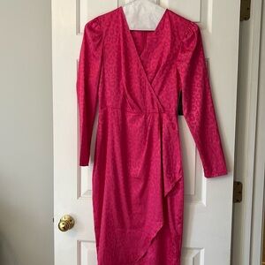 NWT Marc Angelo Hot Pink Leopard Print Faux Wrap Dress - Size US4